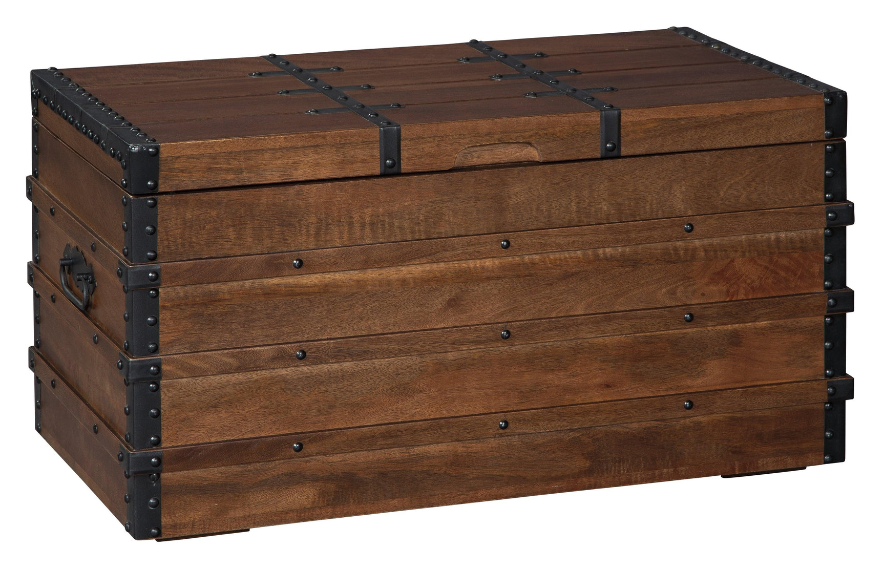 Kettleby Brown Storage Trunk closed side angle