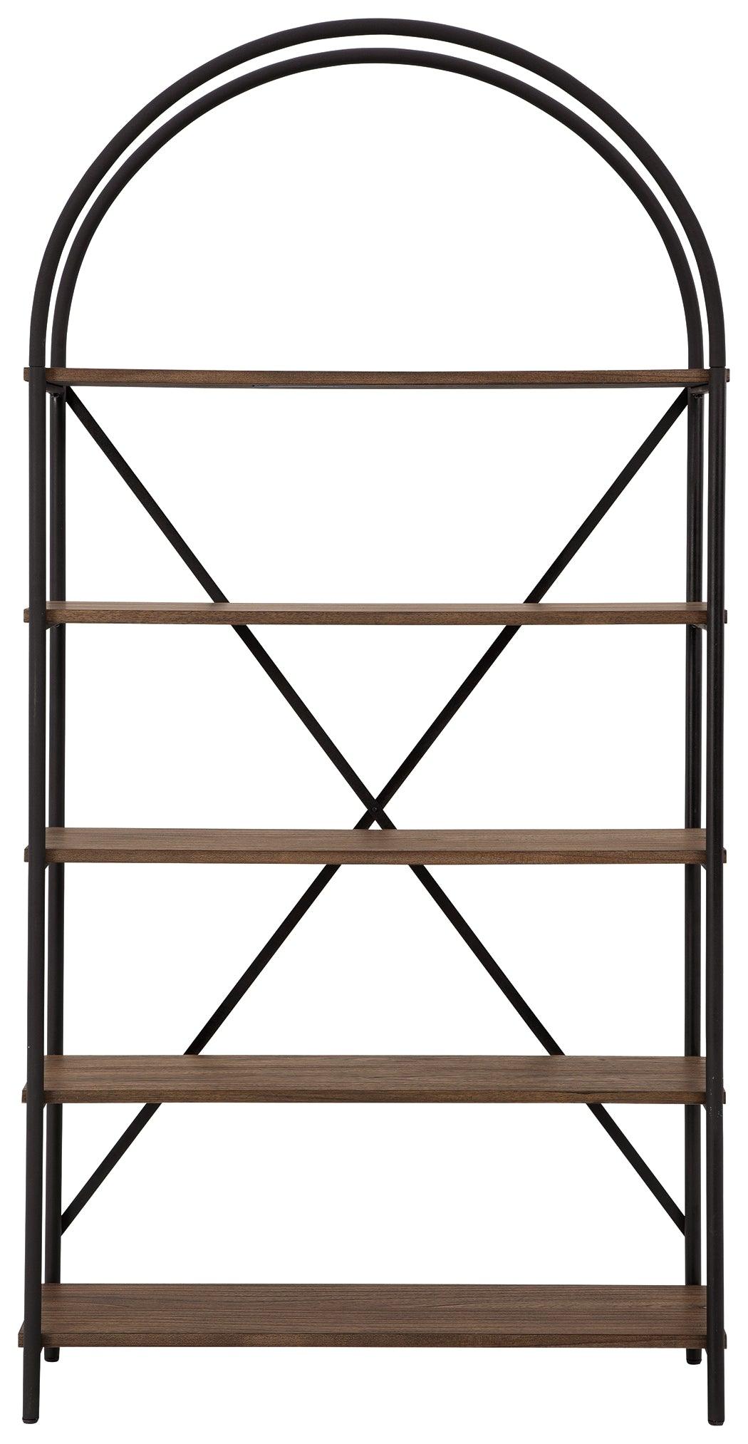 Backside view of Galtbury brown and black bookcase