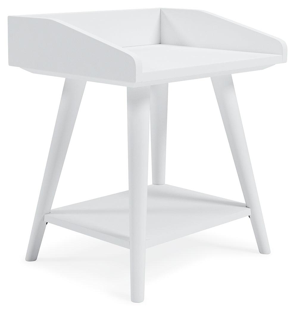 Blariden White Accent Table angled side view