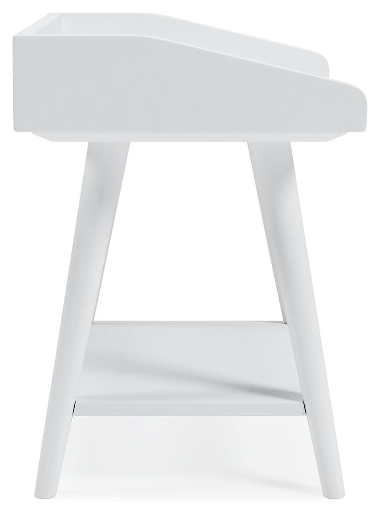 Blariden White Accent Table side view