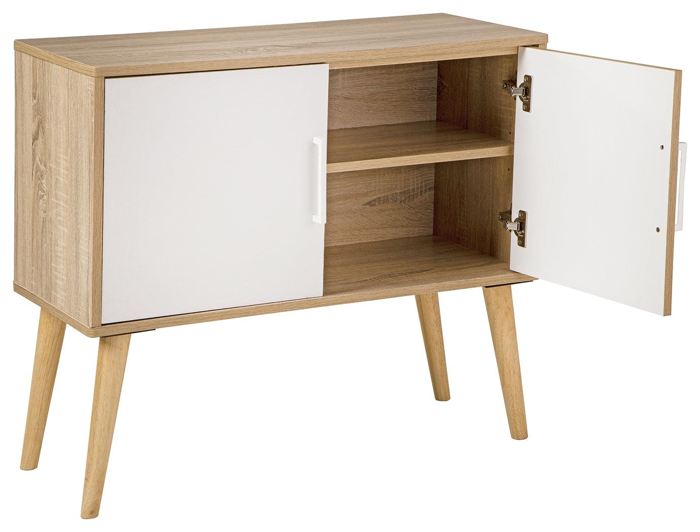 Orinfield Accent Cabinet two doors open showing interior shelf