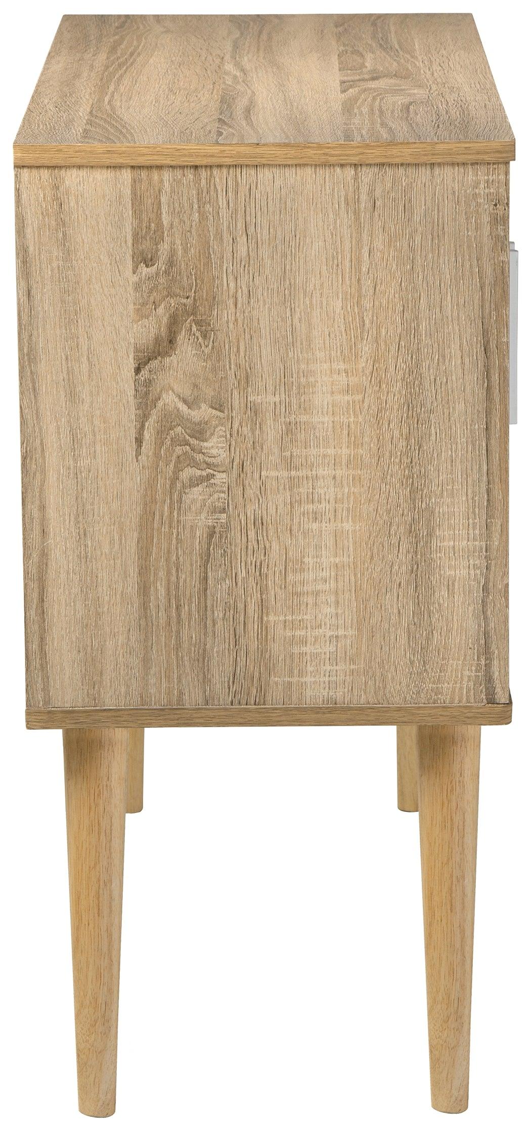 Orinfield Accent Cabinet side view highlighting tapered legs