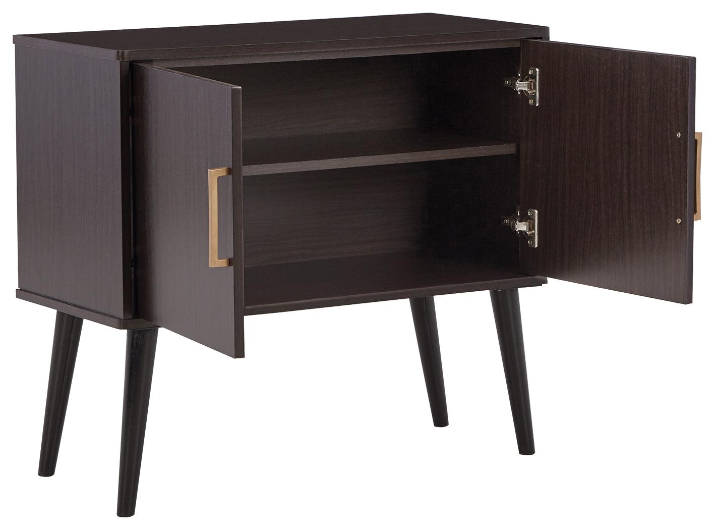 Orinfield Accent Cabinet interior open doors with shelf
