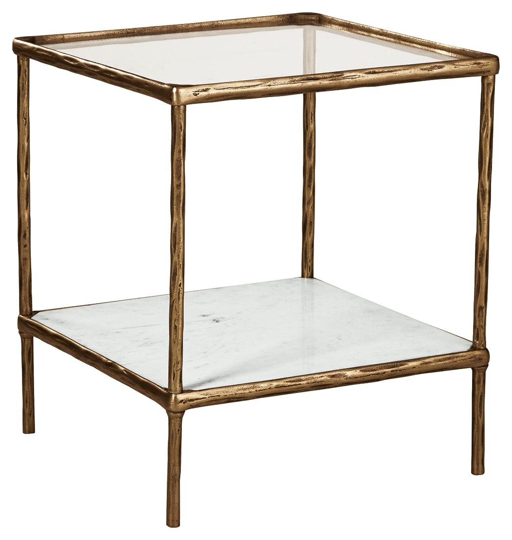Ryandale Antique Brass Finish Accent Table angled view