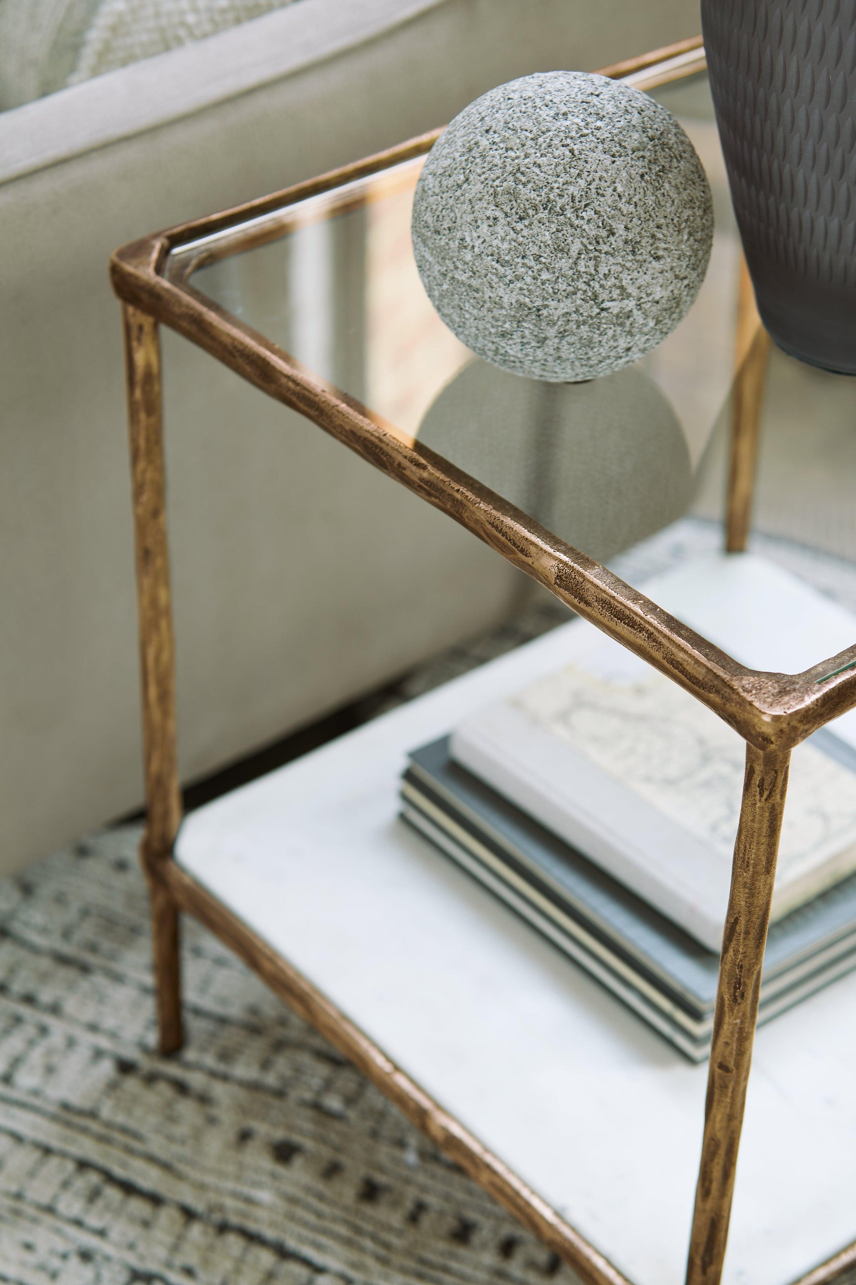 Ryandale Antique Brass Finish Accent Table detailed view
