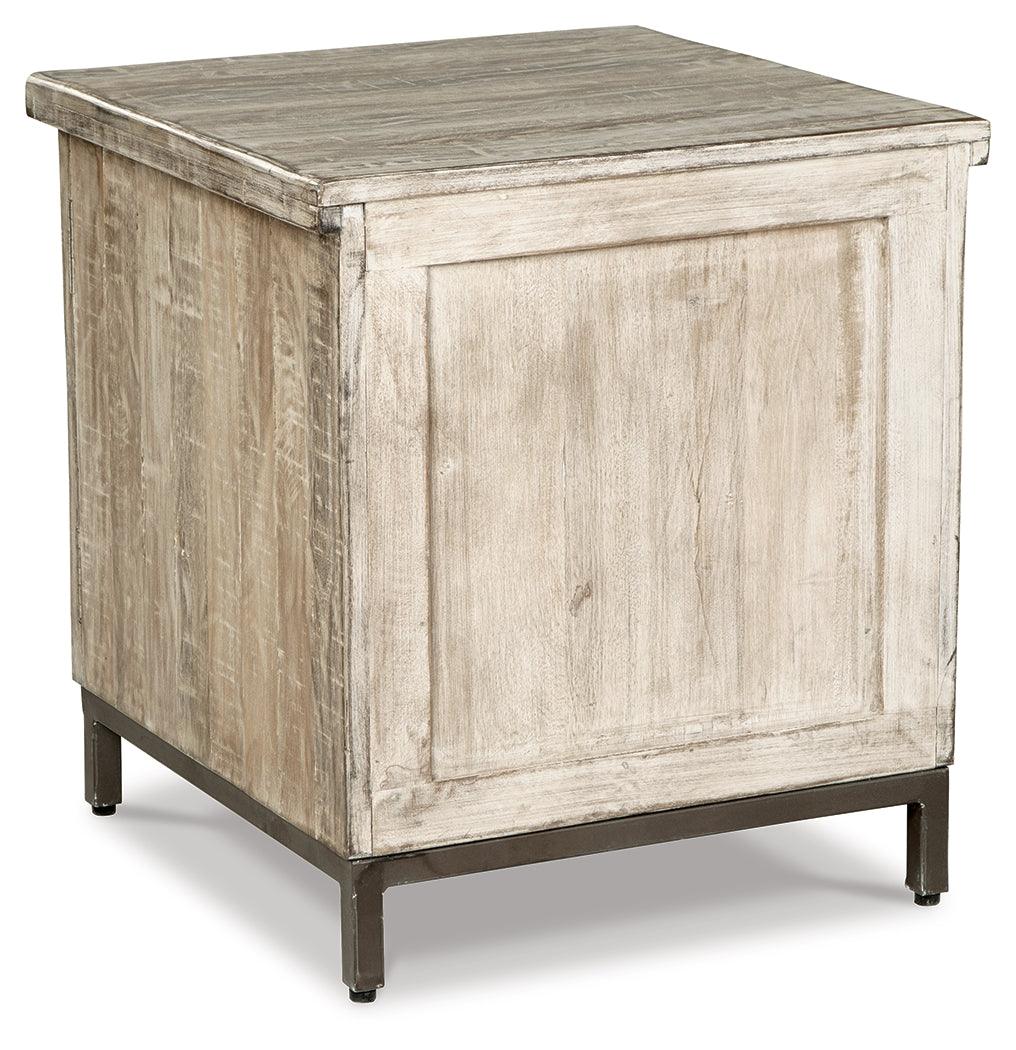 Laddford Accent Cabinet back view highlighting wood texture