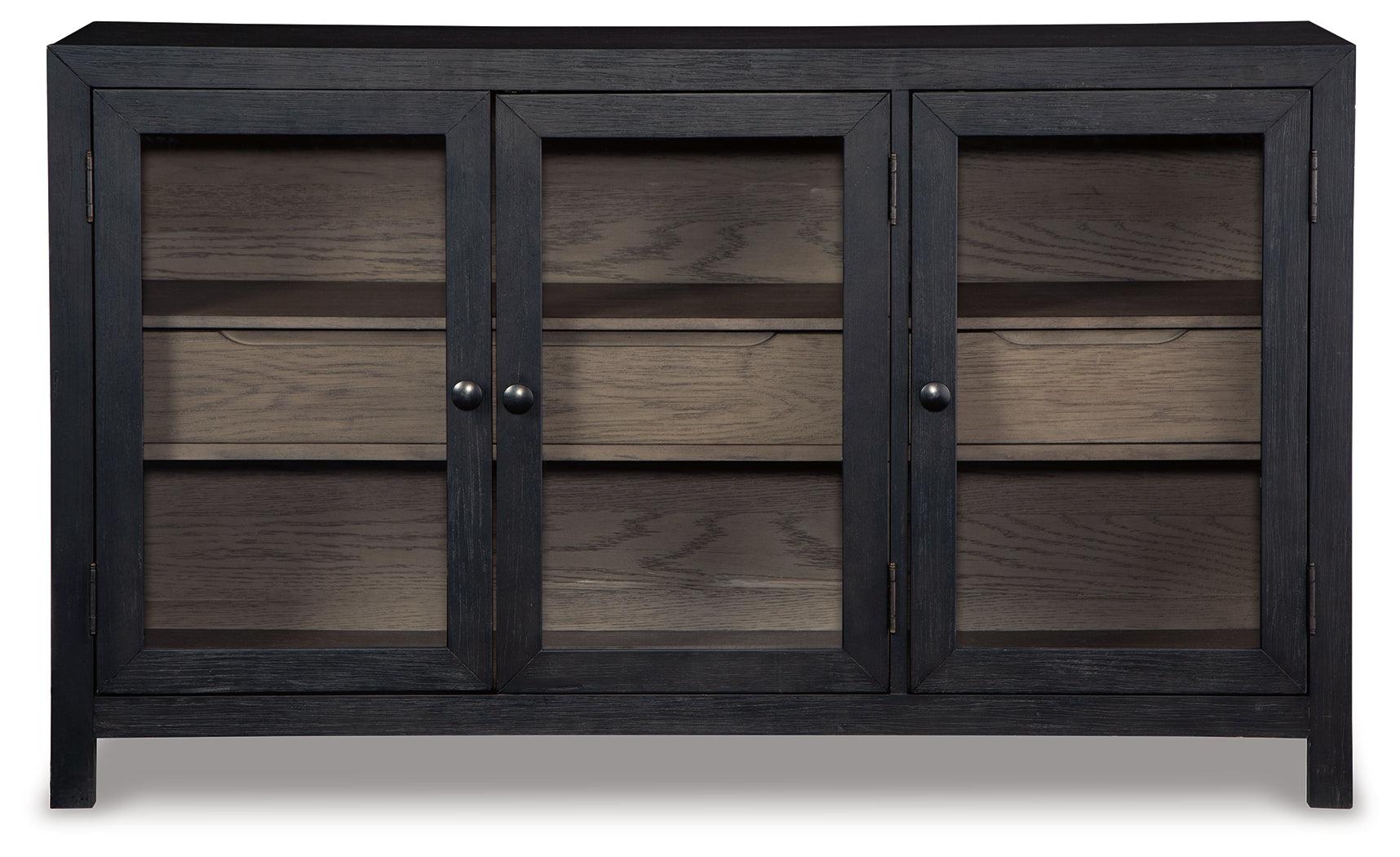 Lenston Black and Gray Accent Cabinet front view