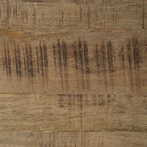 Detail of Zalemont Distressed Brown Accent Table distressed wood finish