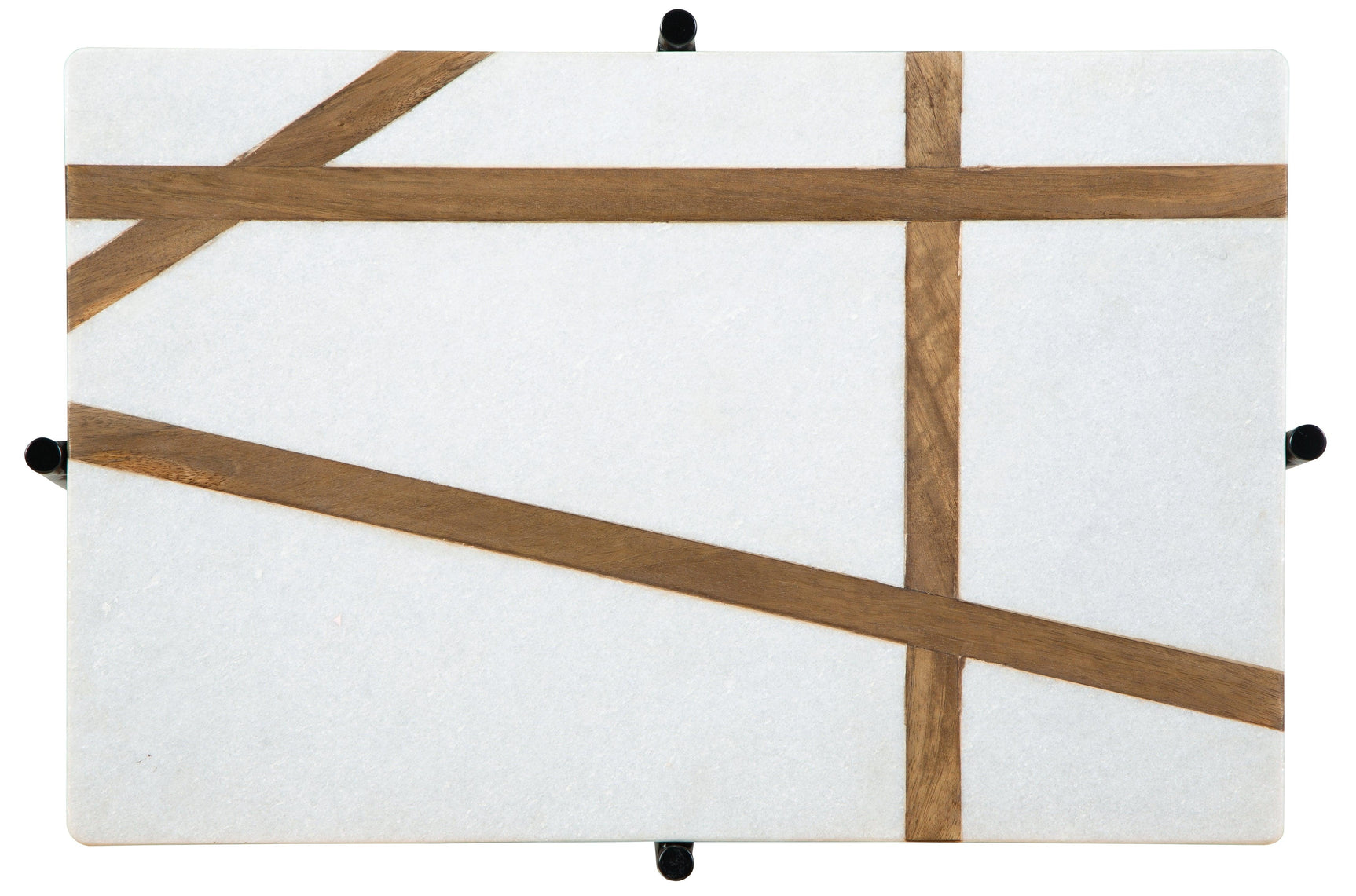 Braxmore white and light brown marble accent table overhead view