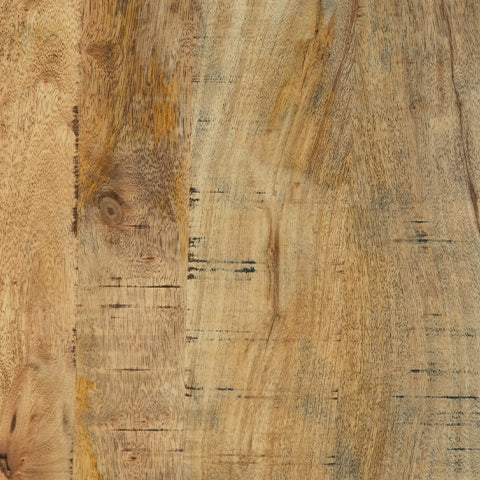 Close up of Camney cabinet distressed light brown finish