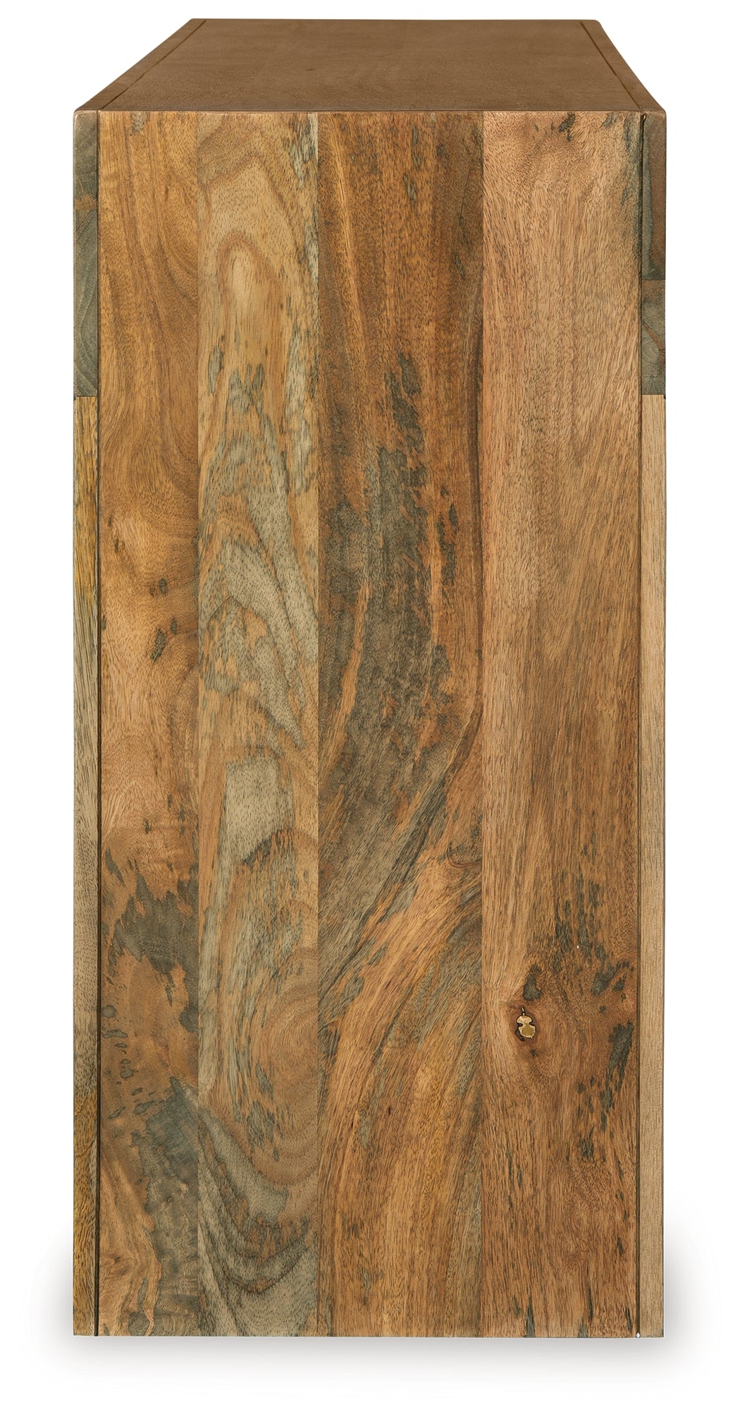 Close-up of Luzmanacy mango wood console sofa table arch design