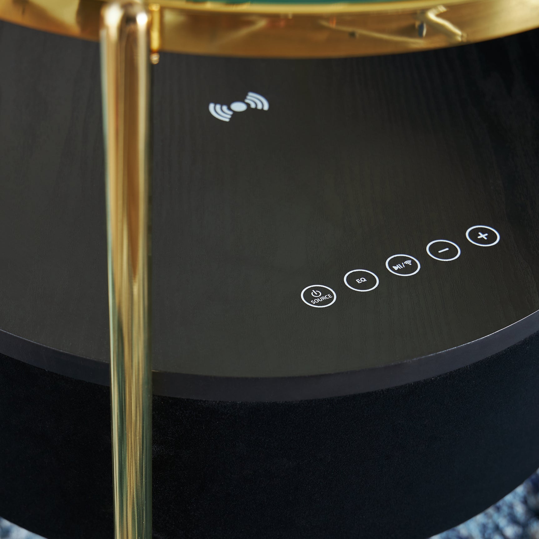 Detail of touch-button controls on glass top