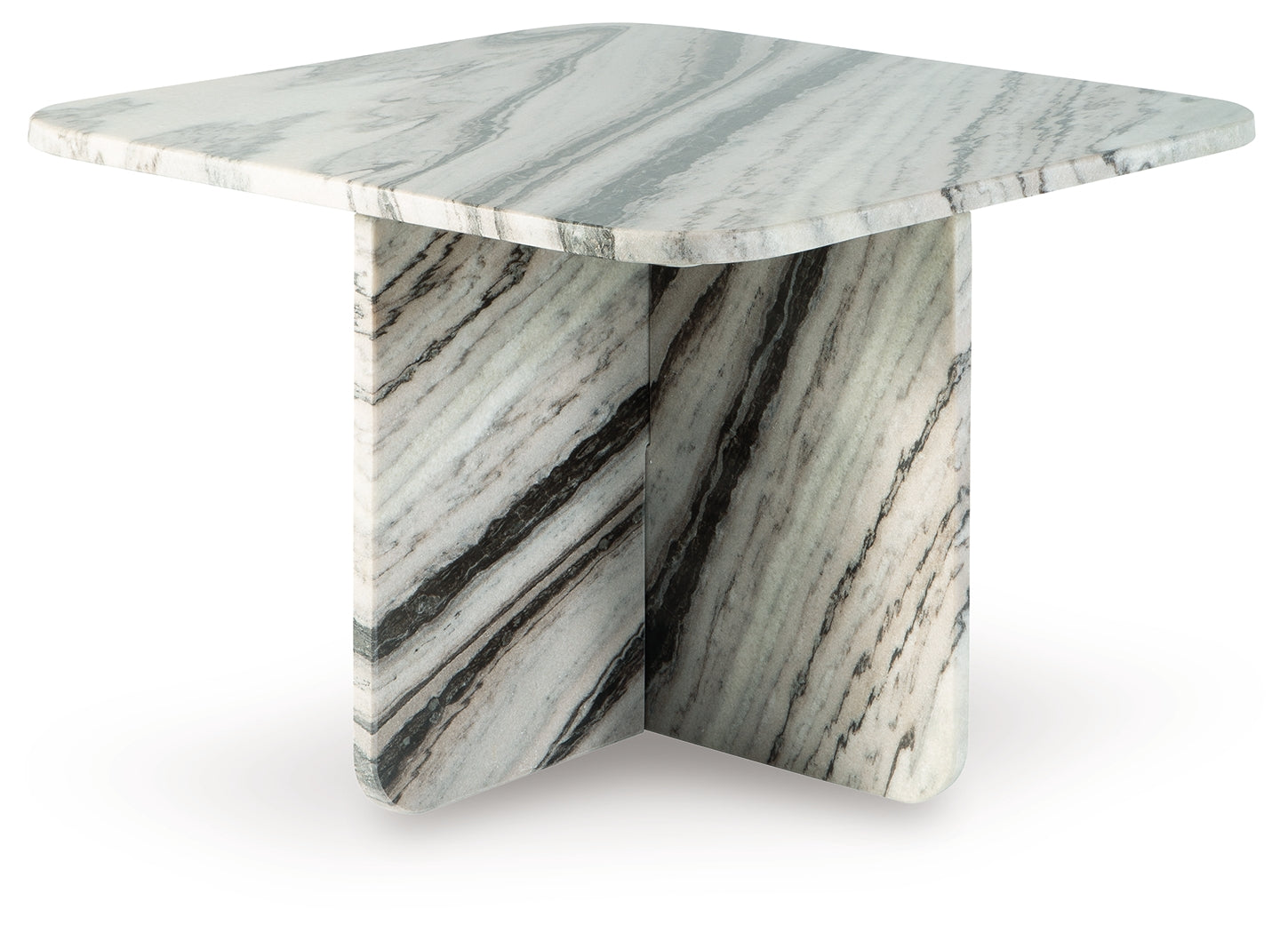 Baretton square marble accent coffee table head-on view