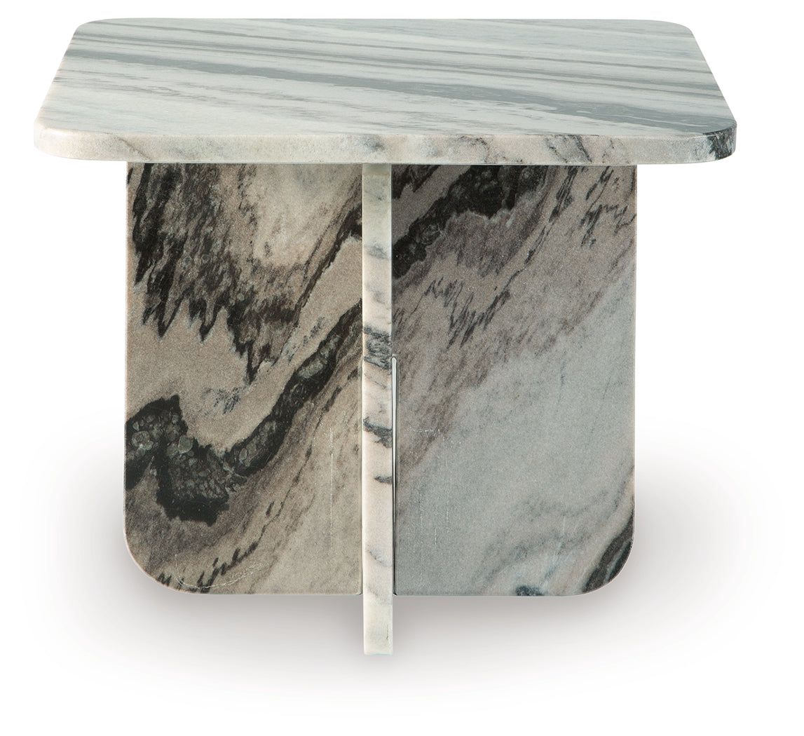 Front view of Baretton marble accent coffee table