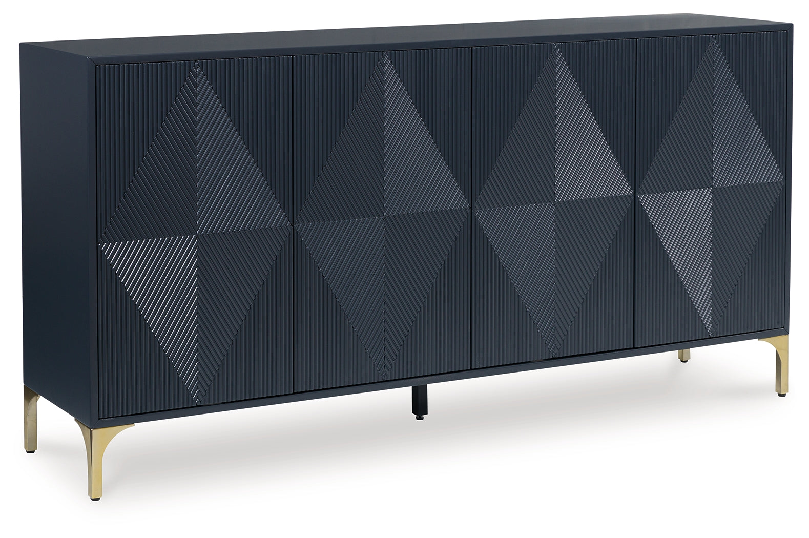 Loirwick Dark Blue Accent Cabinet angled view