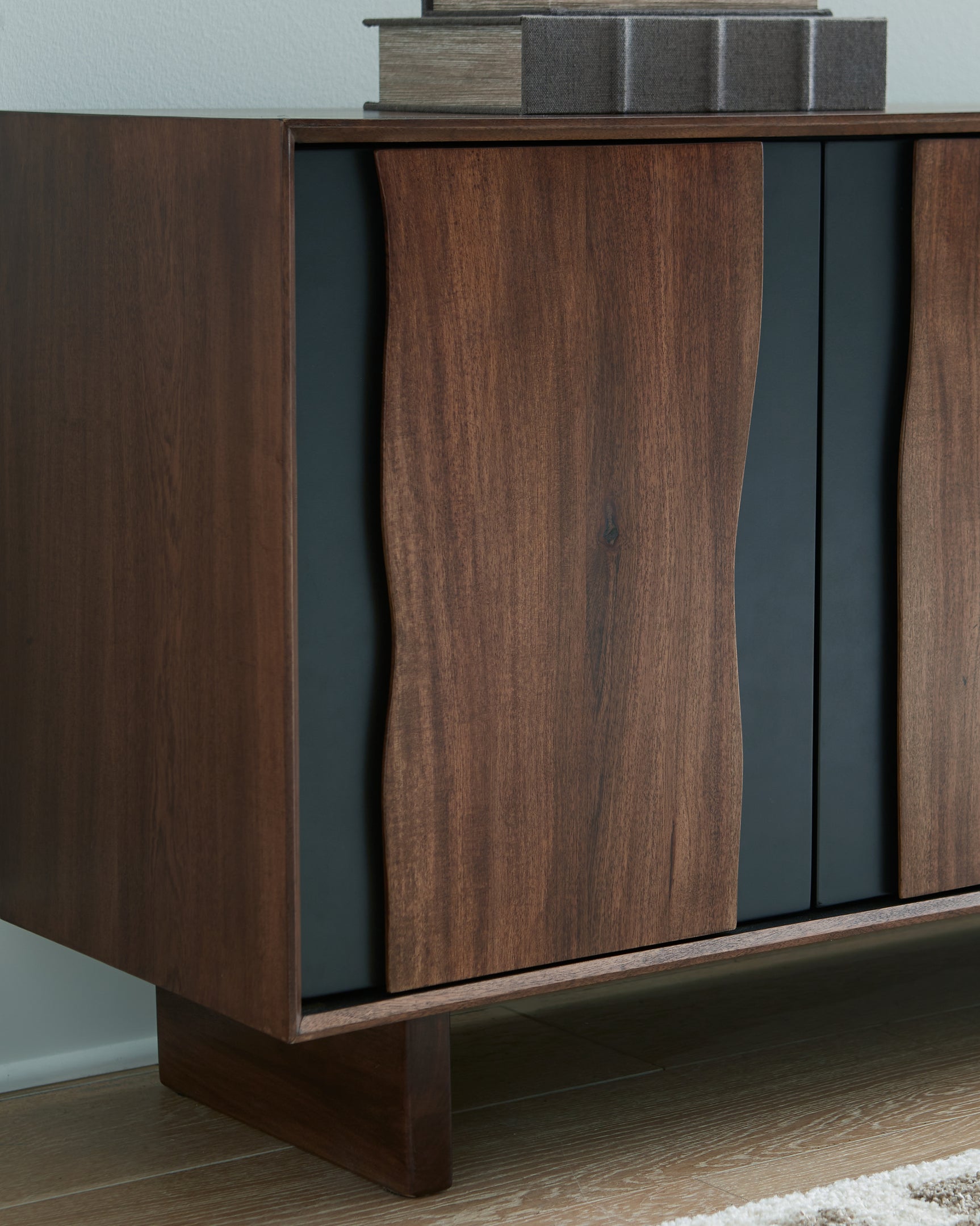 Welby Accent Cabinet close-up showing live edge door detail