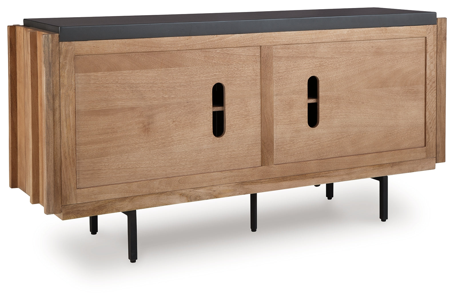 Back view of Quintavious Accent Cabinet with cord openings