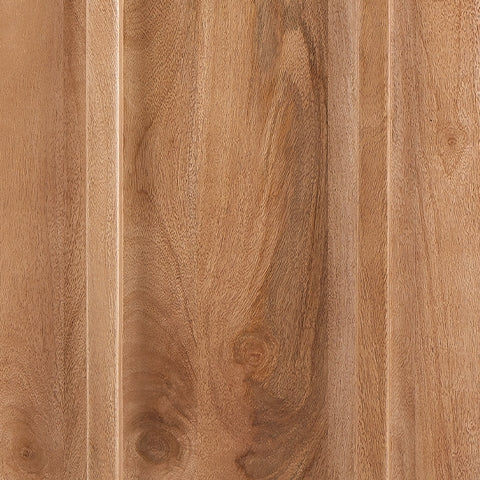 Detail of light brown mango wood and metal legs