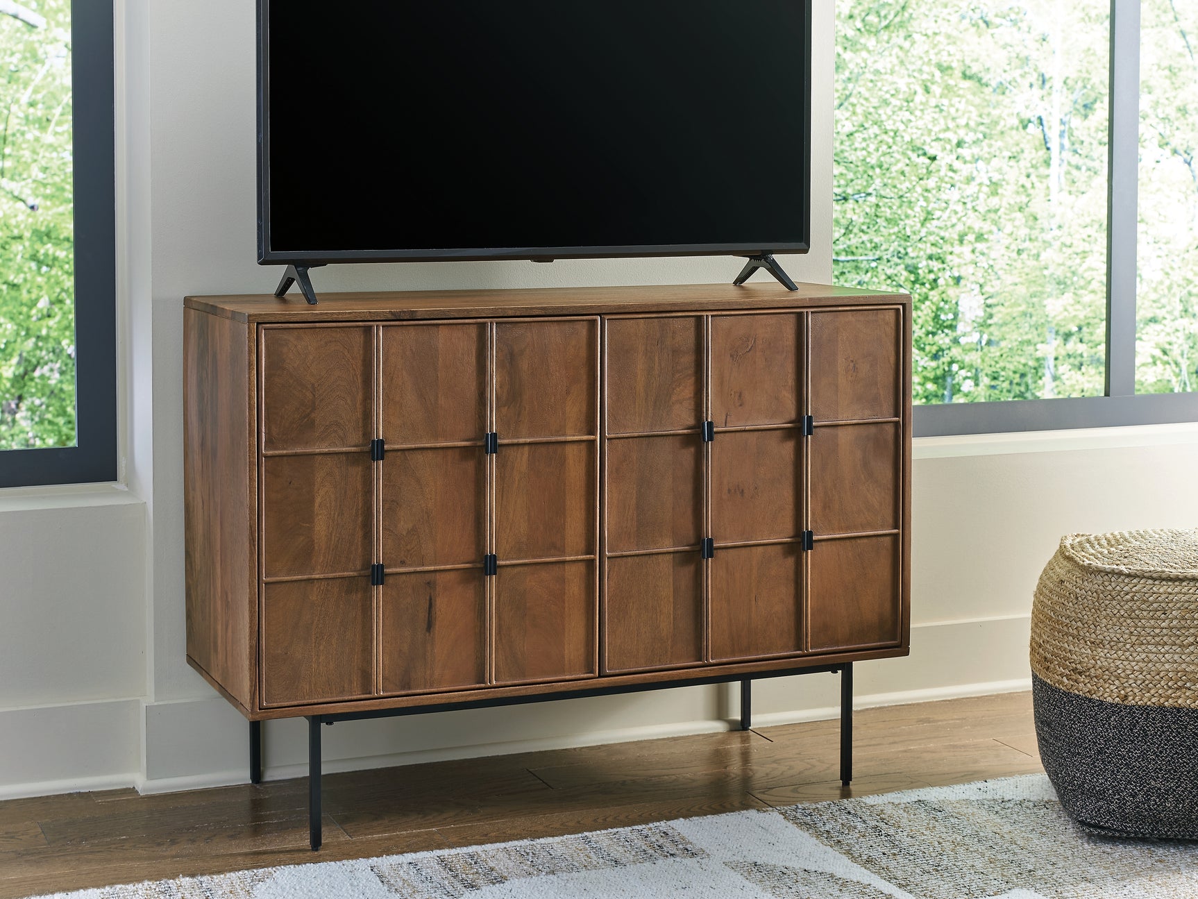 Juddins accent cabinet in living room setting with TV
