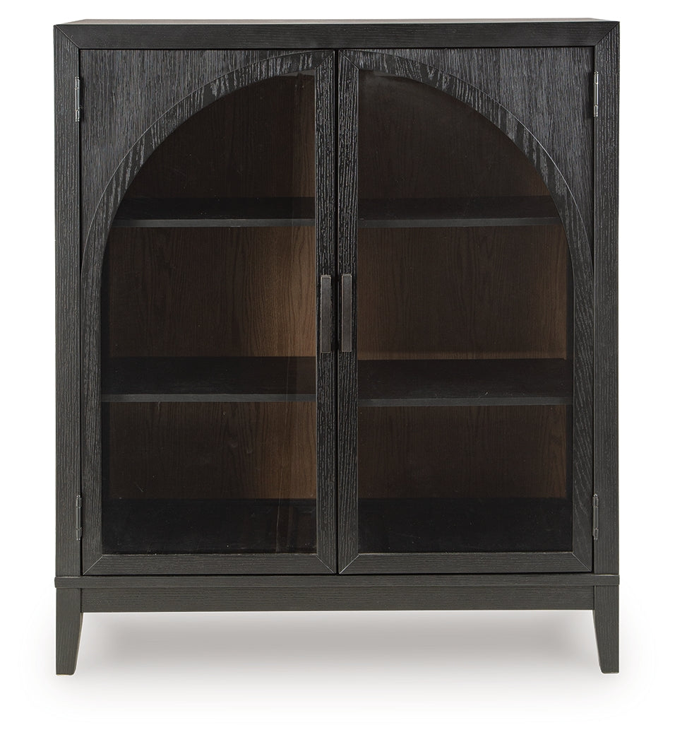 Head-on view of Armenleigh Accent Cabinet highlighting glass doors