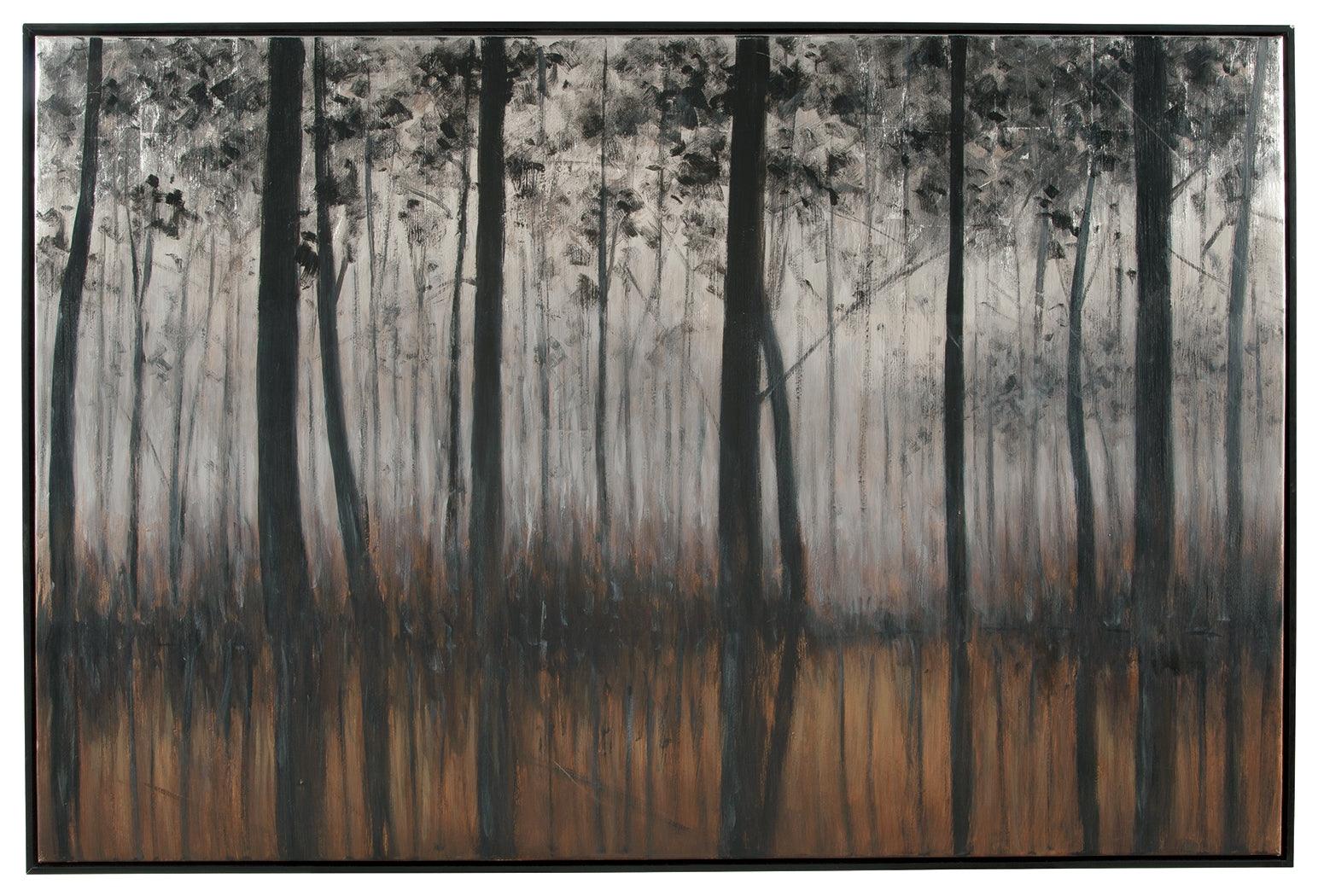 Philyra Black Orange Silver wall art side view