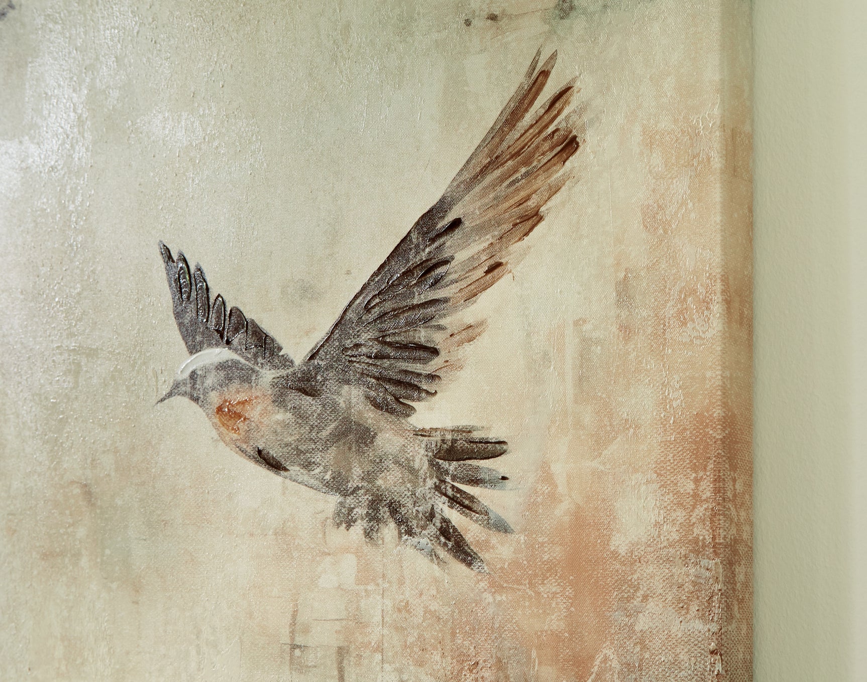 Close-up of Collmund wall art hand-painted embellishment