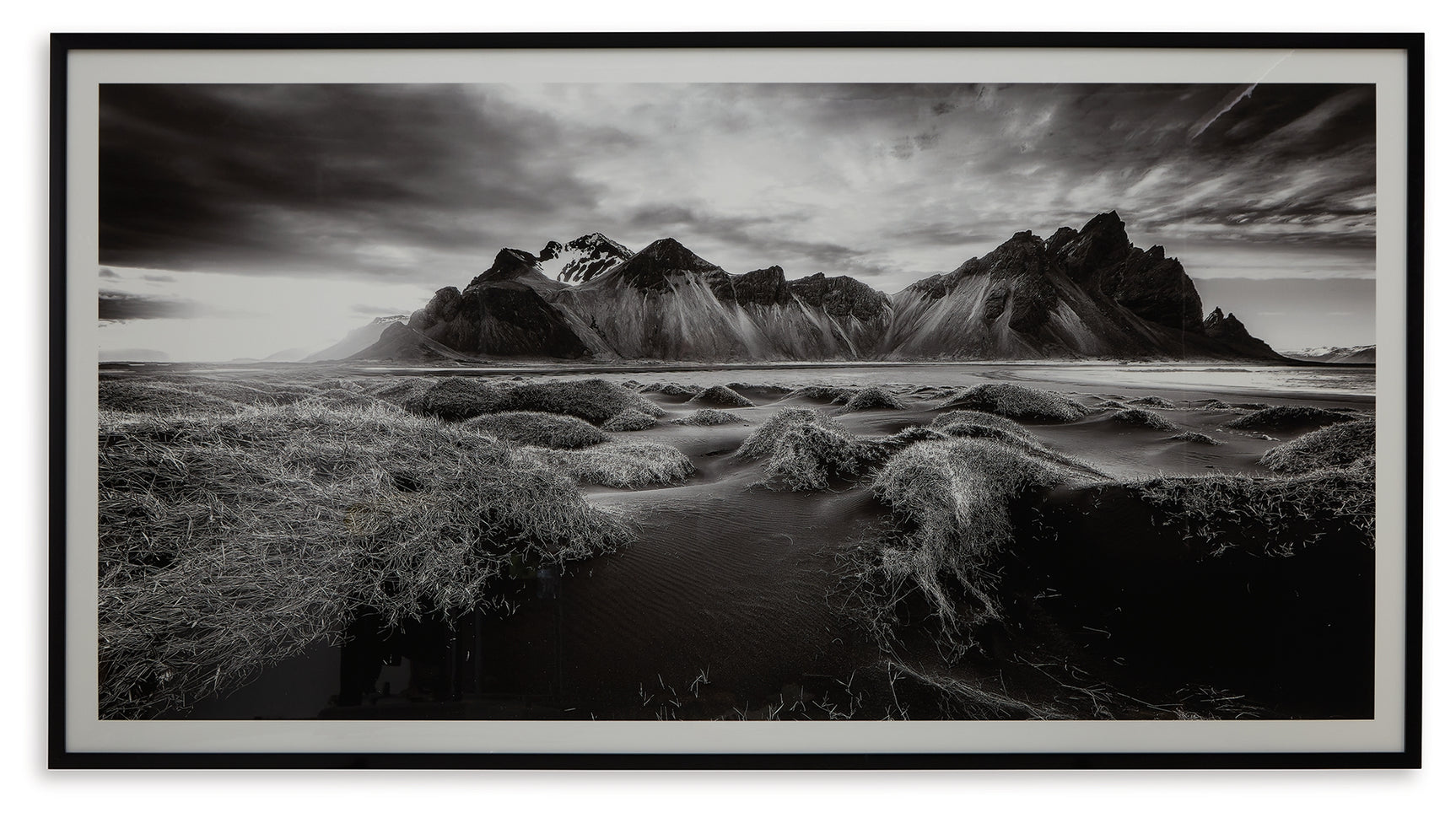 Delstone wall art angled side view showing black frame and acrylic front