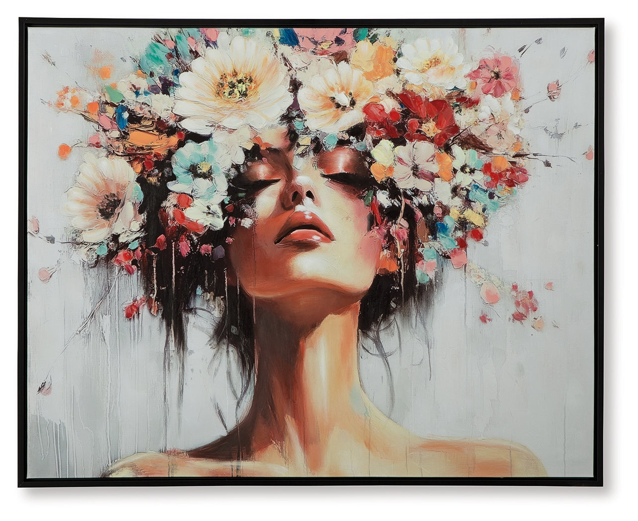 Shadwick Multi Floral Wall Art head-on close-up