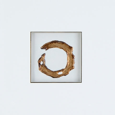 Dallbourne abstract white and gold wall art set with dark brown frames