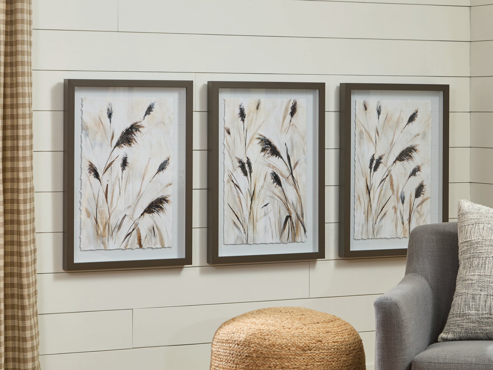 Side angle of Honslow wall art set showing shadowbox depth