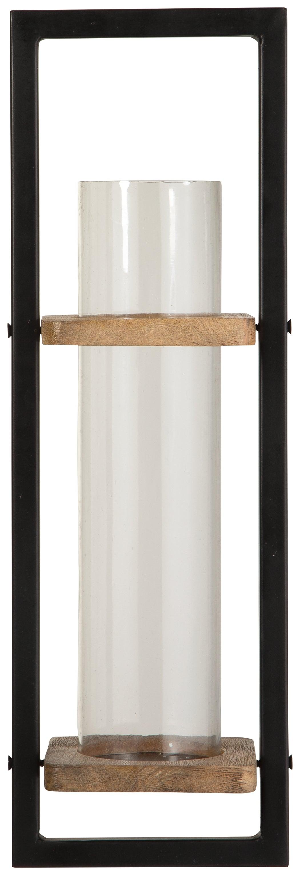 Close up of Colburn Wall Sconce wood and metal textures