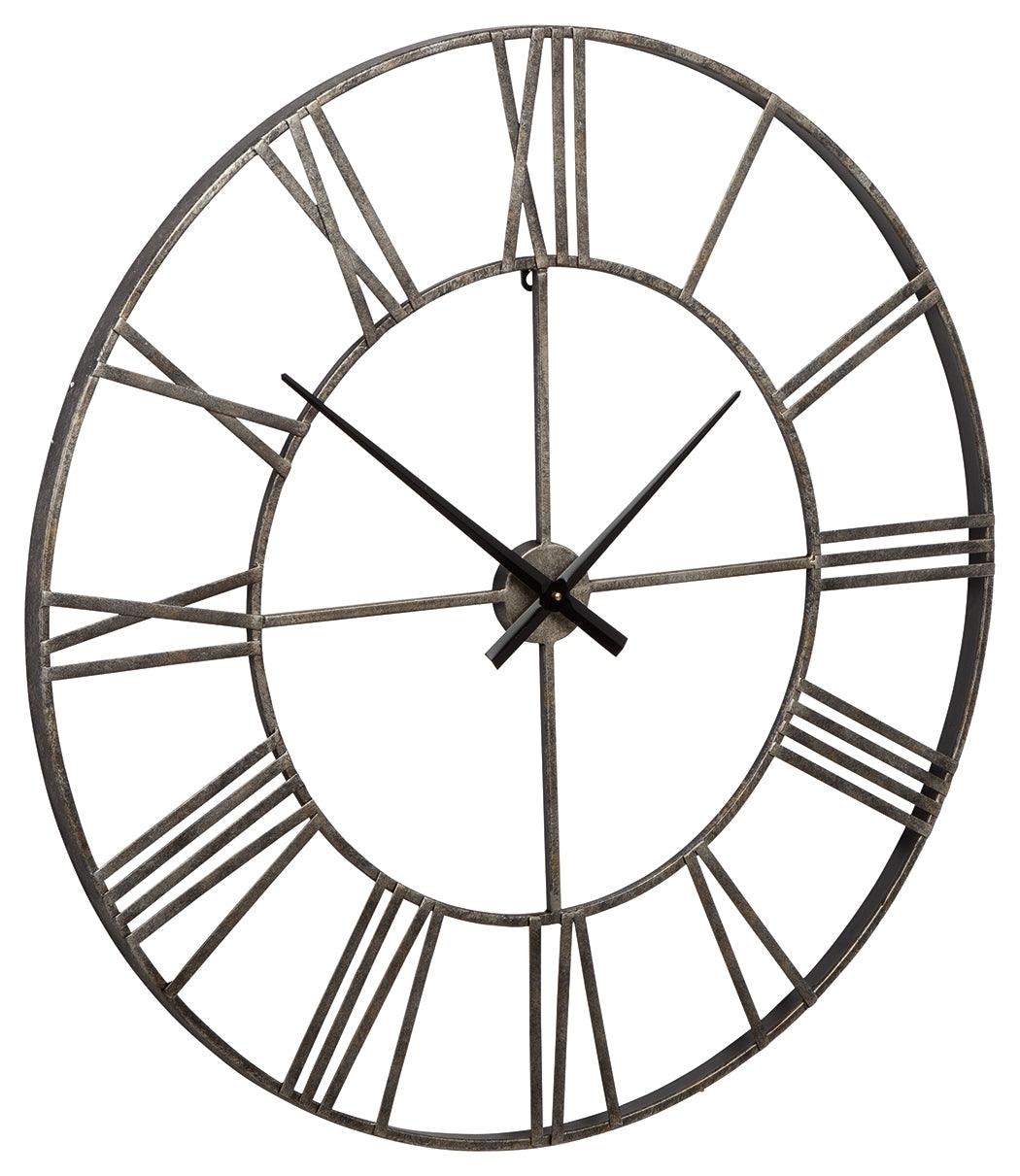 Paquita Antique Silver Wall Clock angled side view