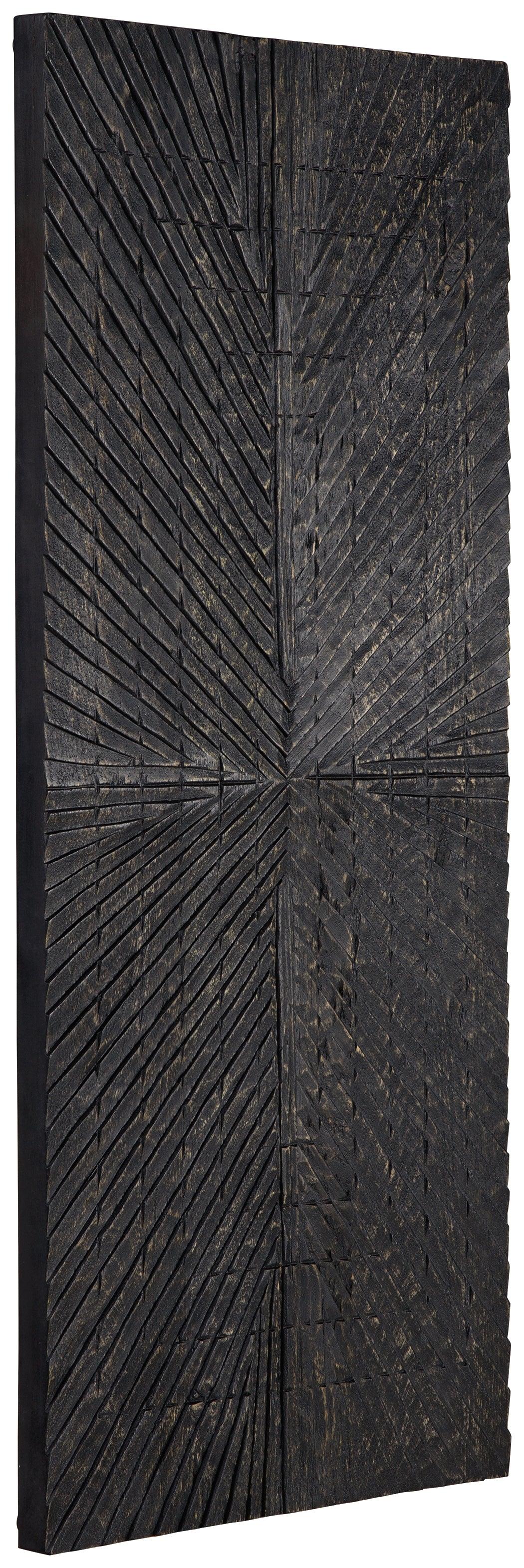 Close-up of Lenora carved sunburst wood wall decor