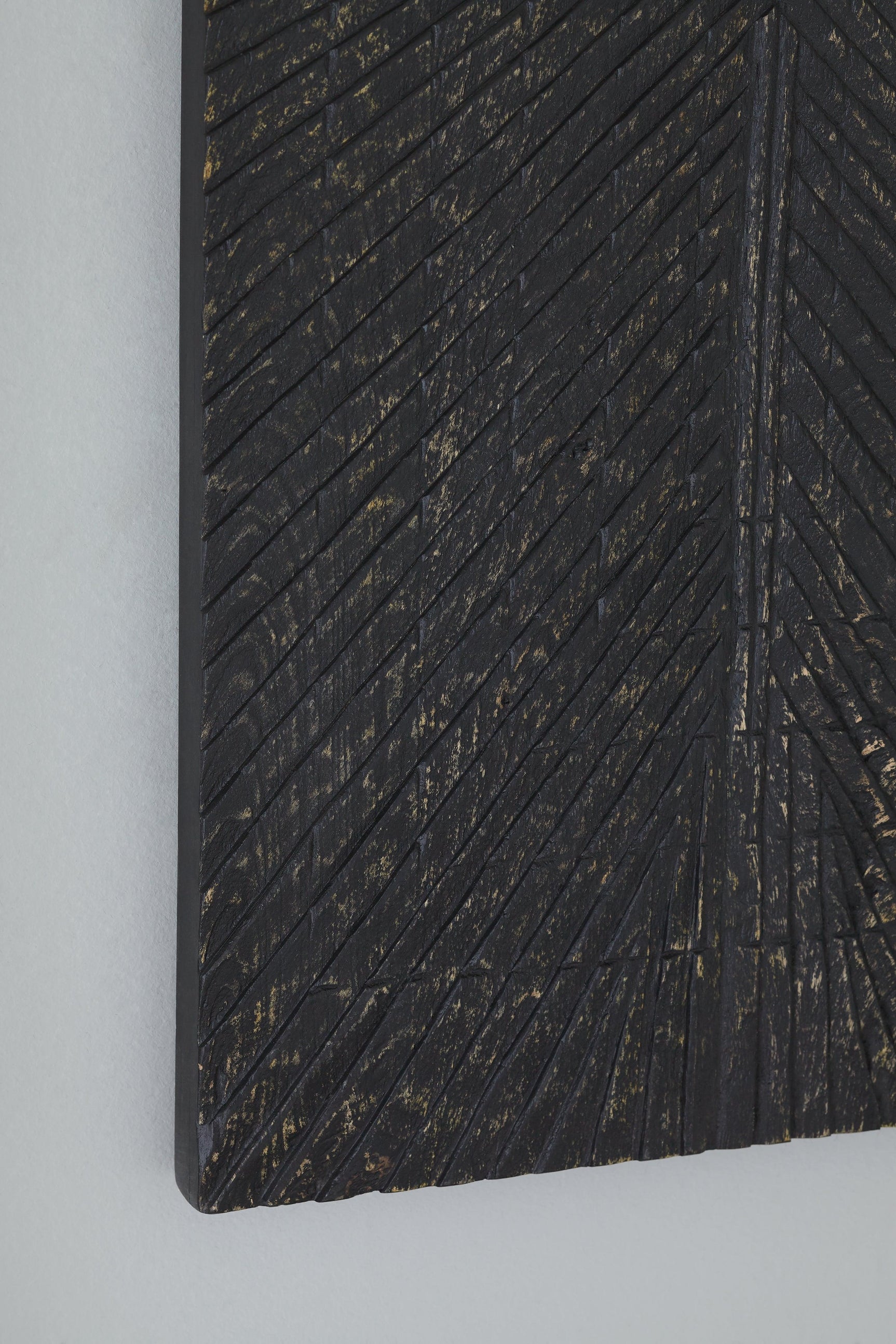 Detailed view of Lenora antique black wood finish
