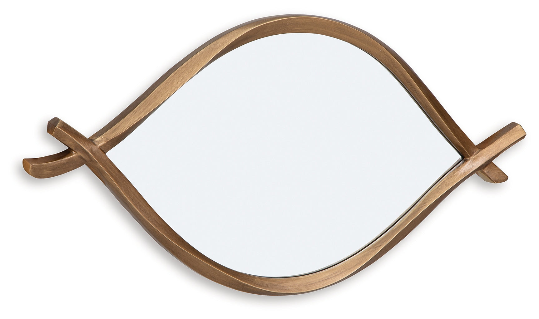 Oval Bartner mirror hung vertically with antique gold finish