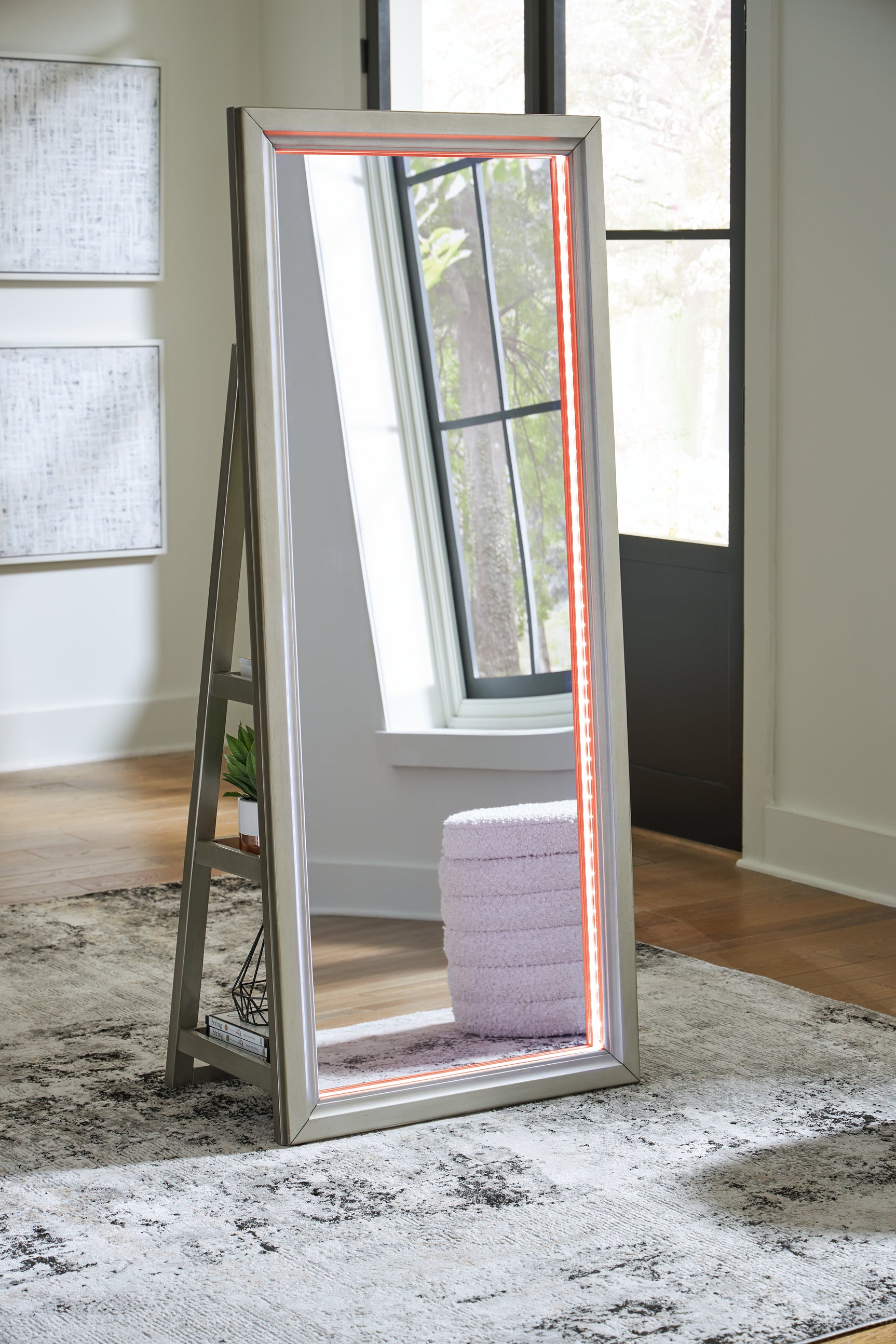 Evesen Champagne floor standing mirror showing full front view