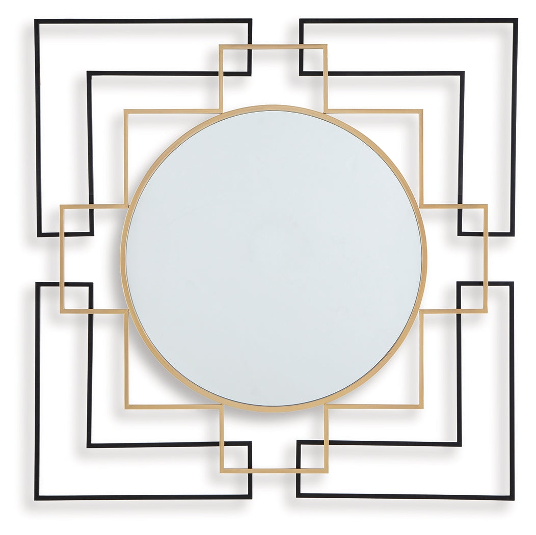 Oceanal accent mirror, head-on angle showing geometric frame