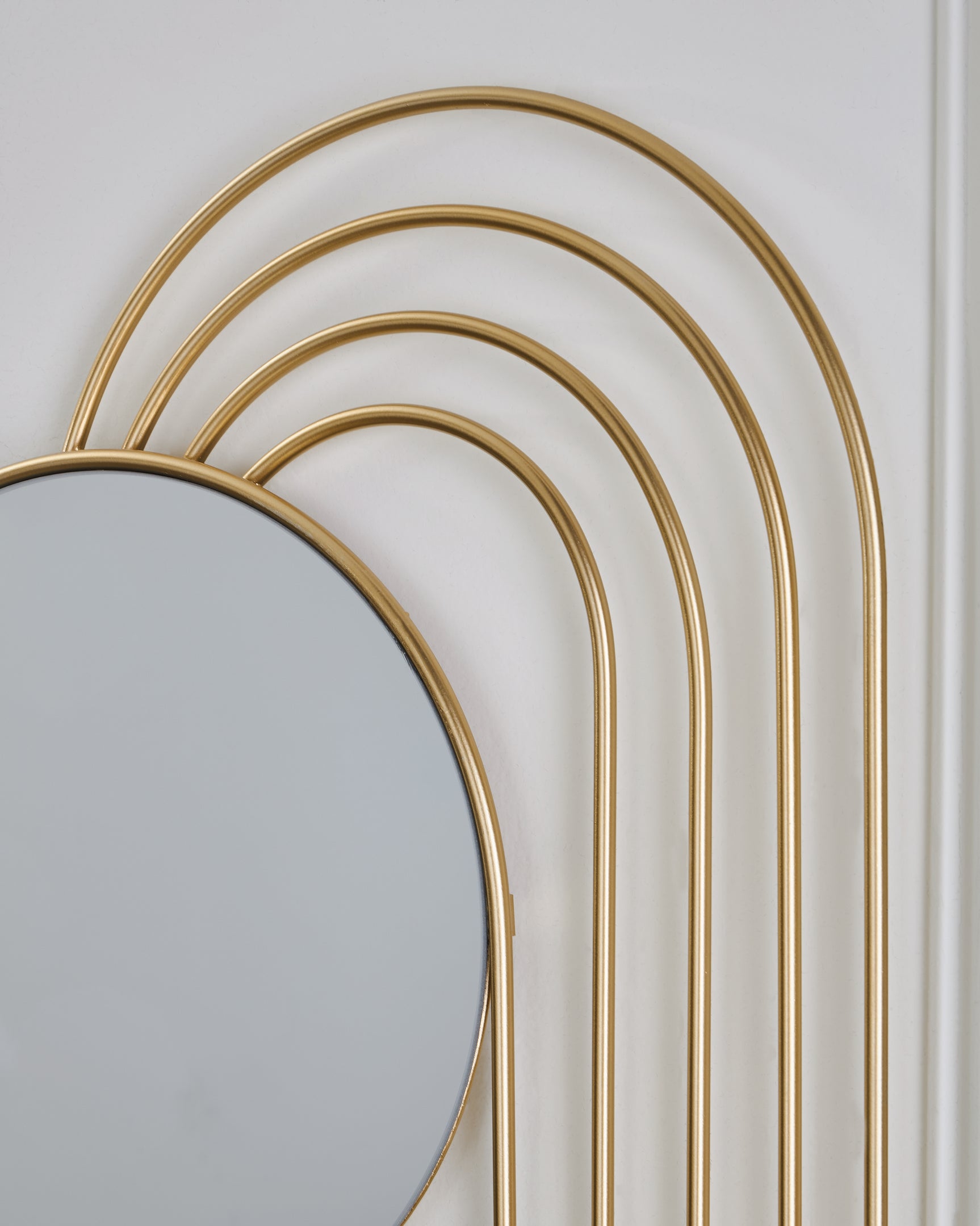 Warrenley Accent Mirror detailed gold metal frame close-up