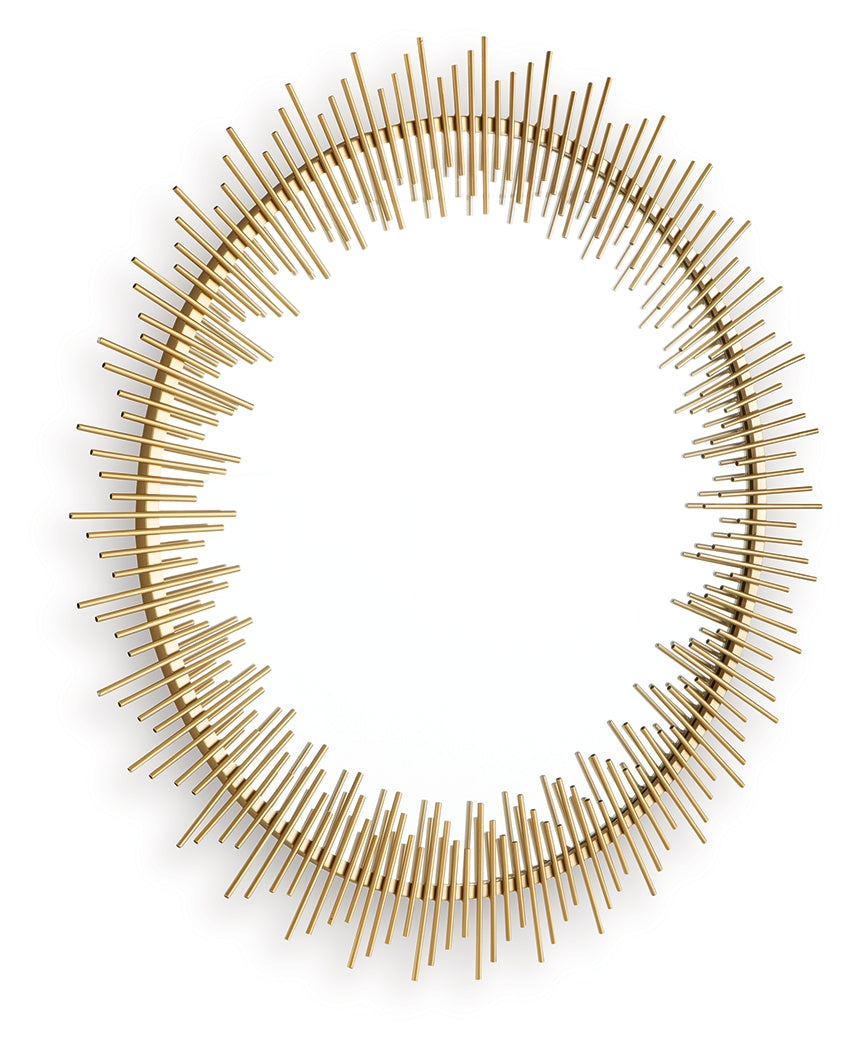 Wainport accent mirror angled side view showing gold rays