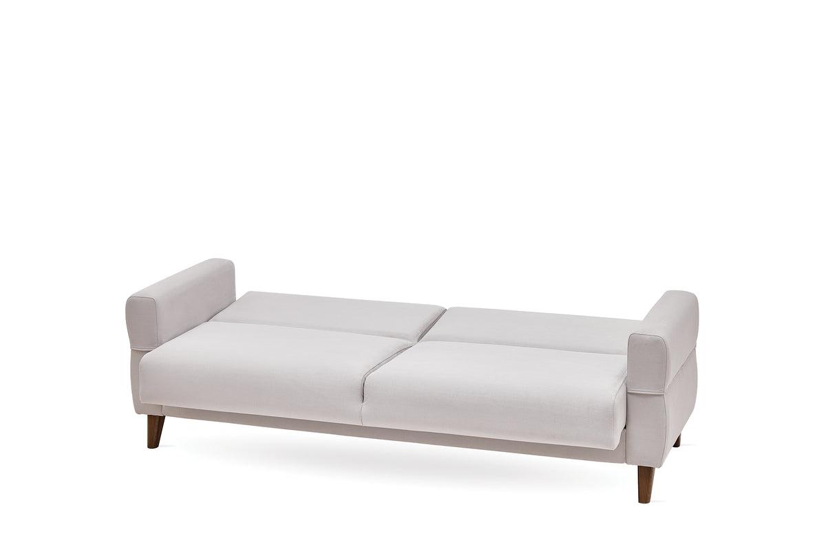 Astera Sand sofa cushions and matching pillows in cream gray