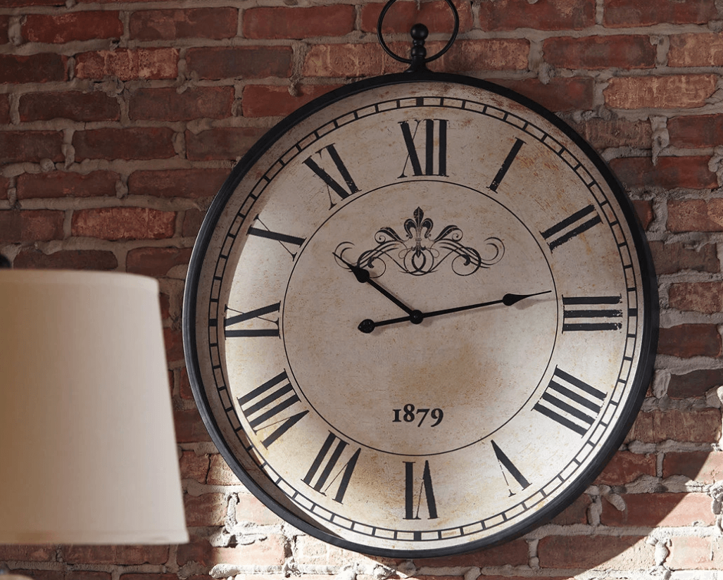 Angle showing keyhole hanger on Augustina Wall Clock