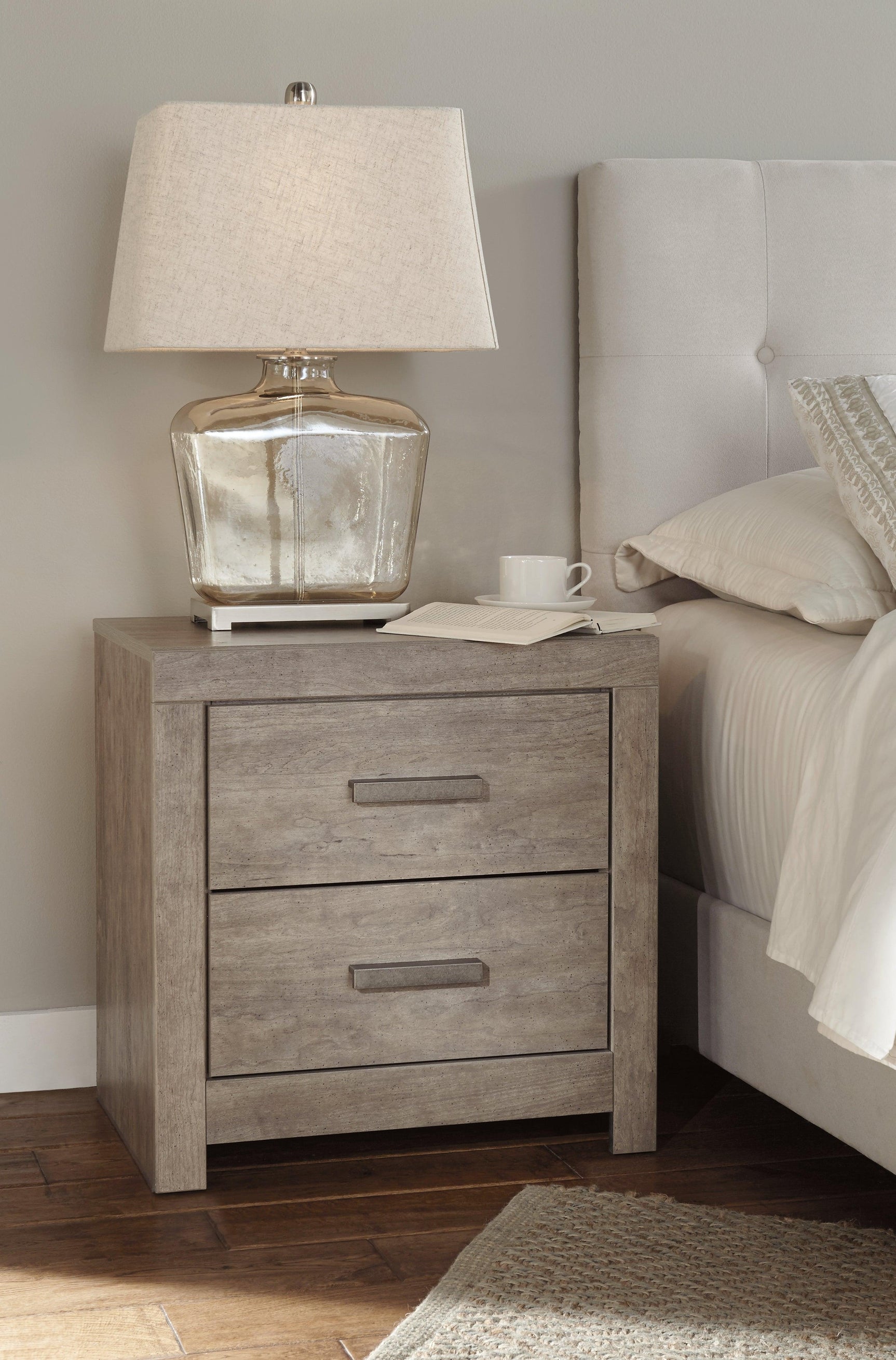 Detailed finish of Culverbach Gray Nightstand surface