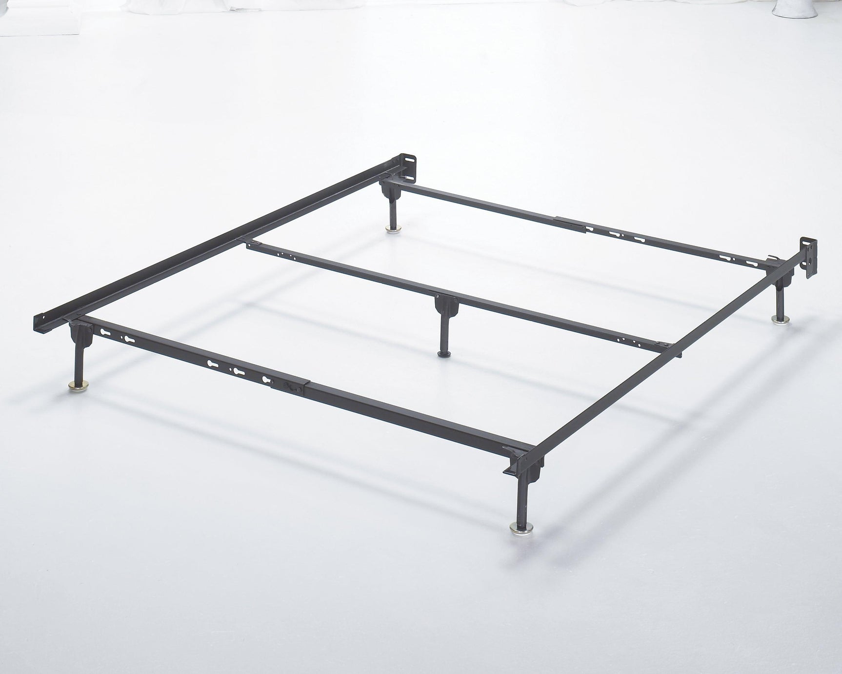 Frames and Rails Metallic Queen Bolt-On Bed Frame close-up of metal finish