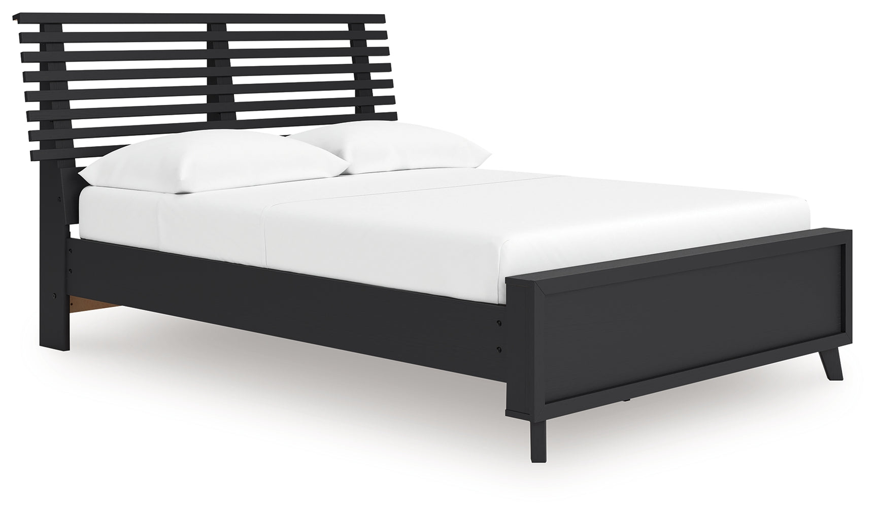 Danziar Matte Black Full Slat Panel Bed side angle