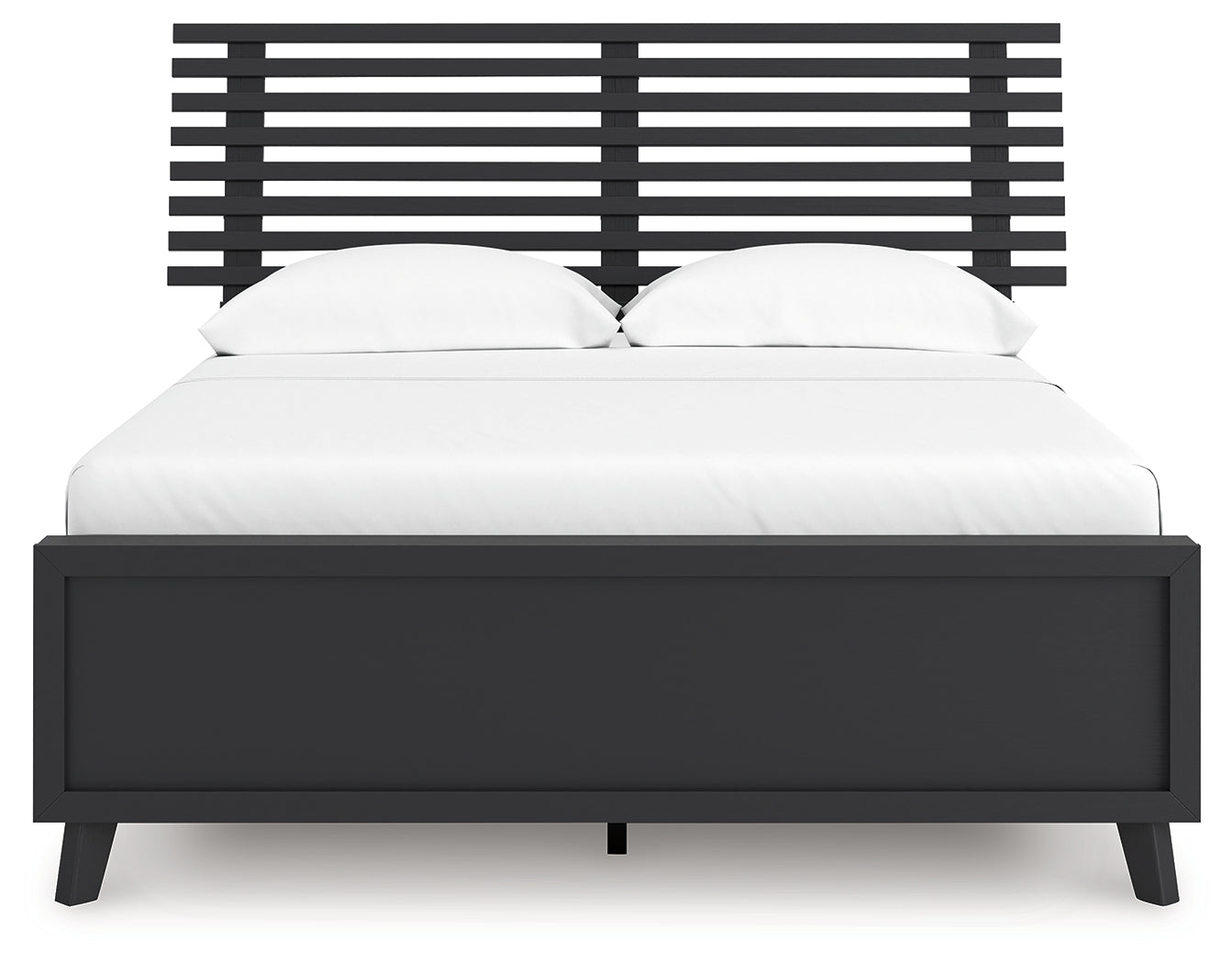 Danziar Matte Black Full Slat Panel Bed footboard detail