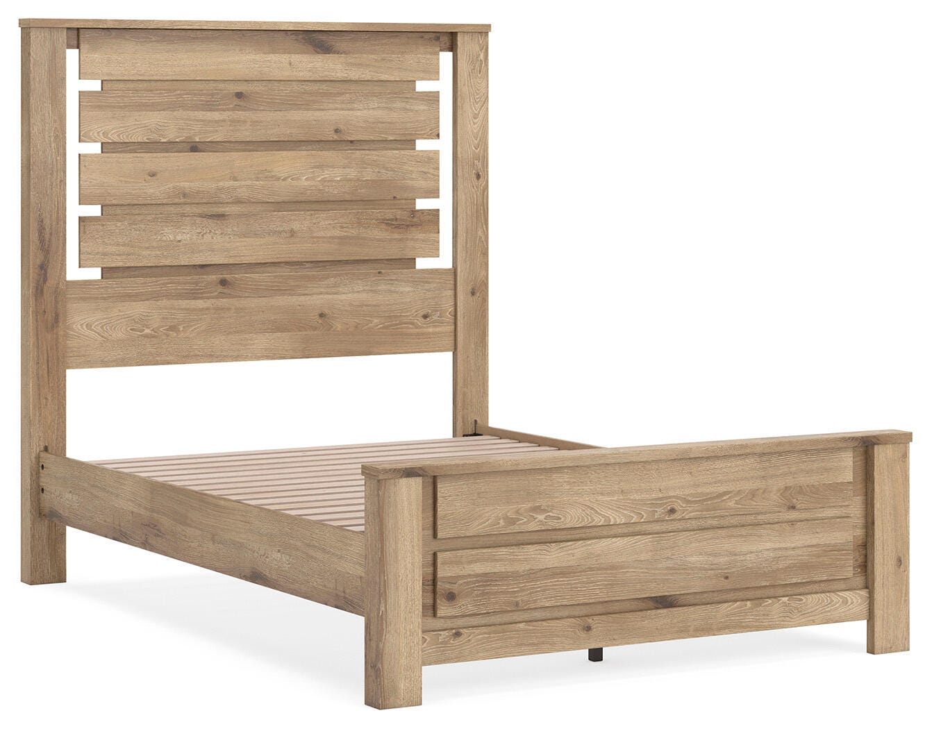 Brozmont Tan Full Panel Platform Bed angled view