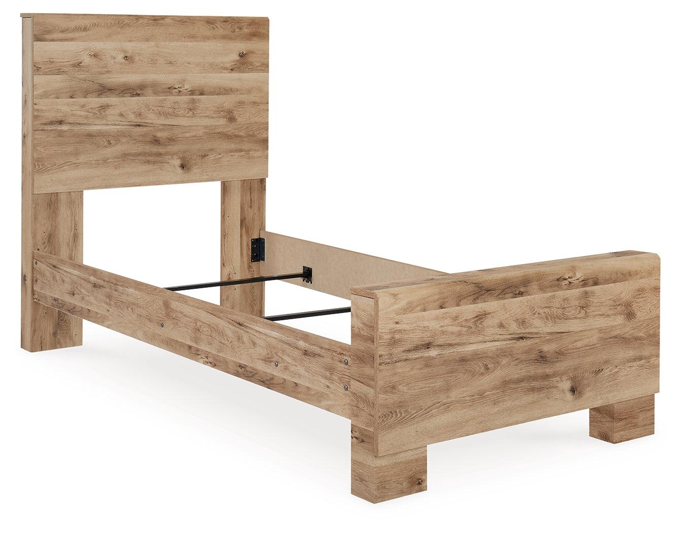 Hyanna Tan Brown Twin Panel Bed corner detail