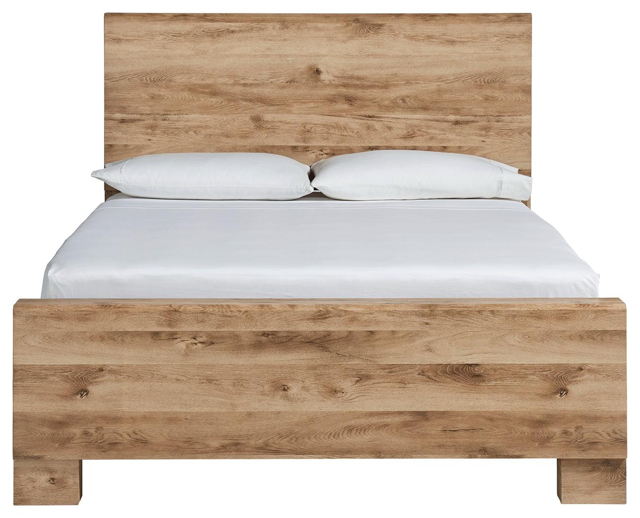 Hyanna Tan King Panel Bed head-on view