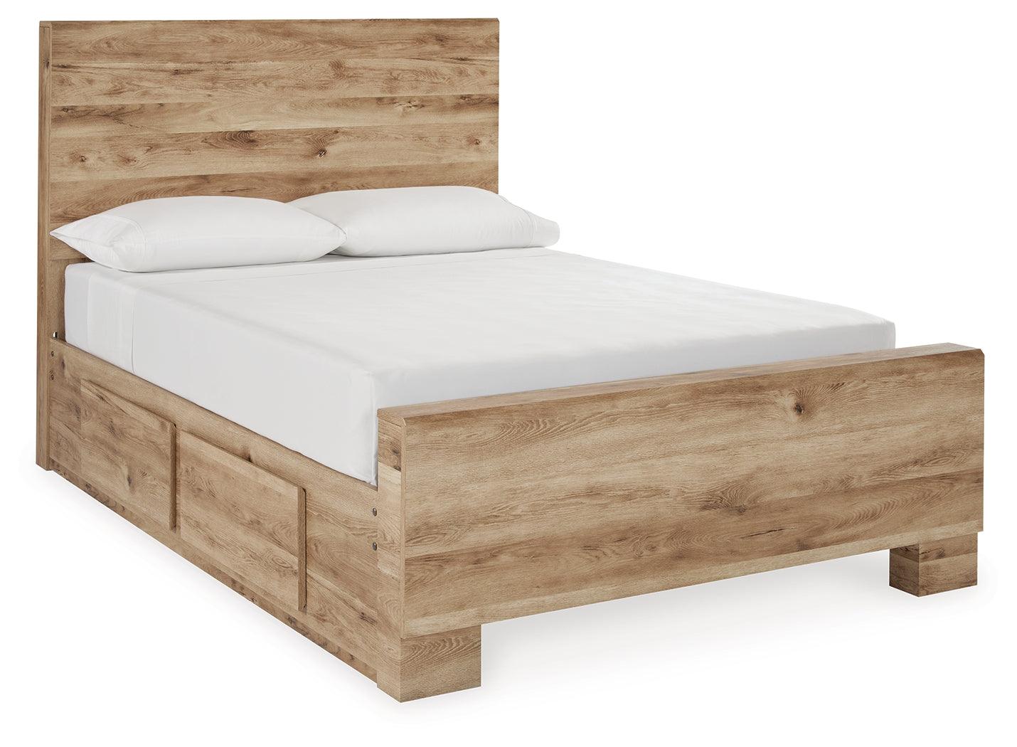 Hyanna full panel bed head-on view in tan brown finish