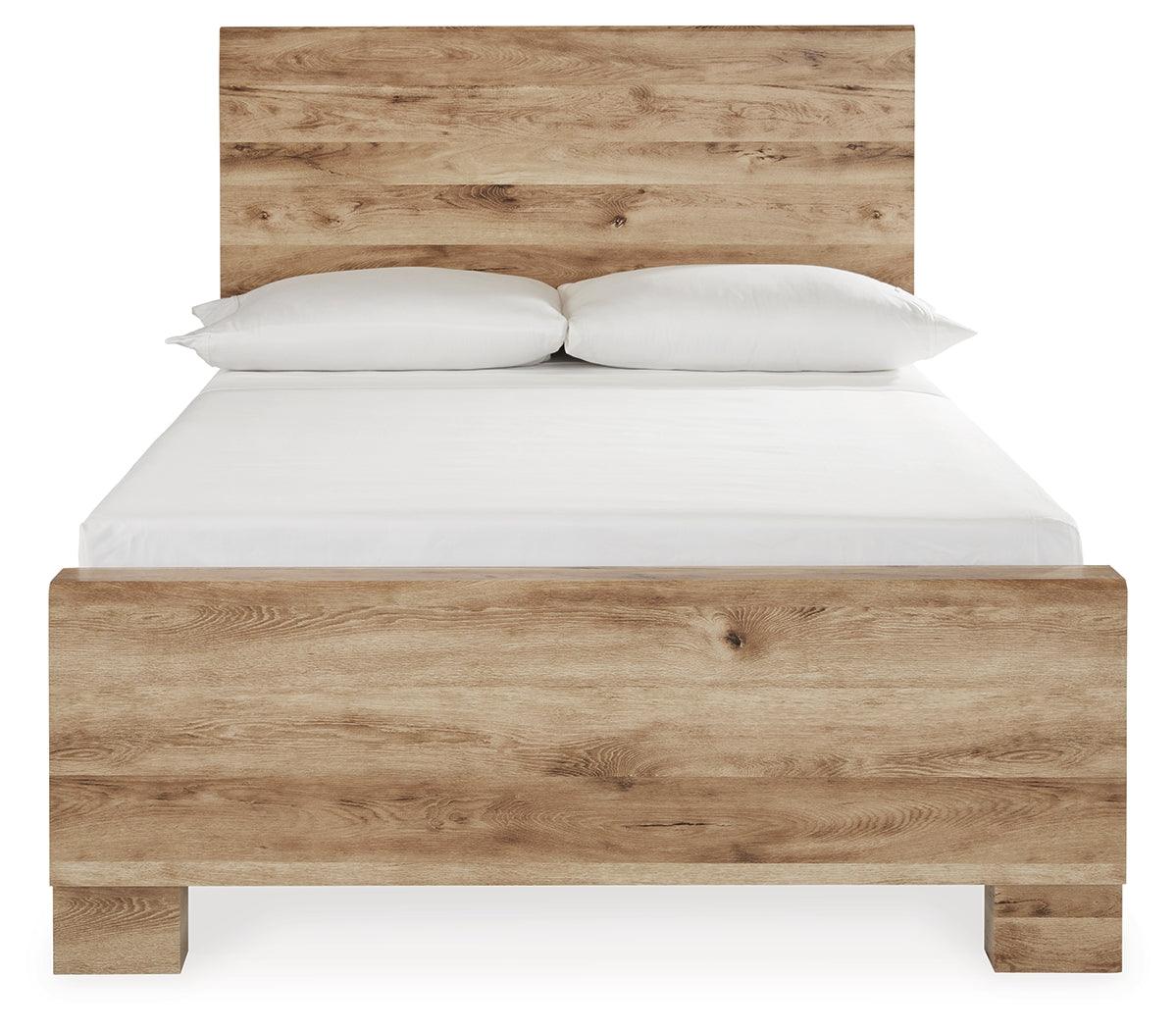 Hyanna Tan Brown Full Size Panel Bed side profile